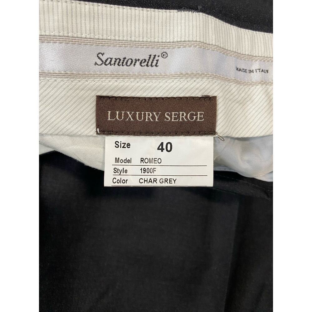 Santorelli Italy Luxury Serge Romeo Flat Front Wool Dress Pants Charcoal 40X29.5 - Picture 8 of 11